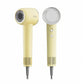 Dreame Hair Glory high-speed hair dryer in pastel yellow, showing front nozzle and rear control panel