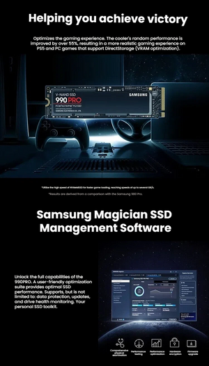Samsung 990 PRO 2TB performance and Magician software graphic