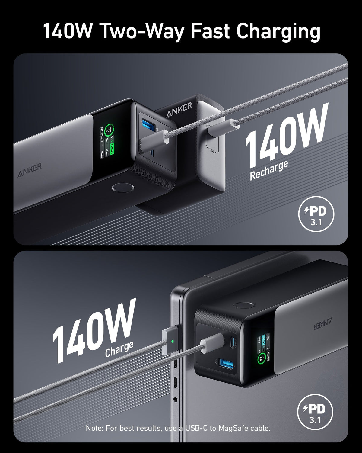 Anker 737 Power Bank smart digital display details