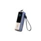 Anker 165W 25000mAh power bank in silver-blue finish with display screen and built-in retractable cable lanyard
