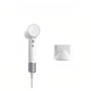 Laifen Mini high-speed hair dryer in white with magnetic concentrator nozzle attachment shown alongside