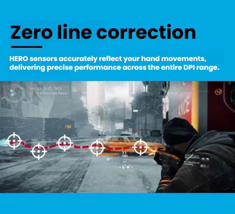 Logitech G305 wireless gaming mouse HERO 12K sensor zero line correction gameplay