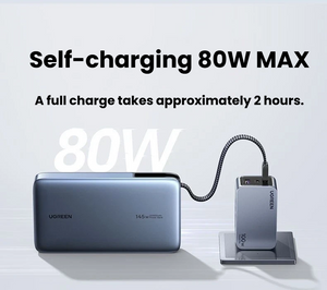 UGREEN 145W Power Bank 20000mAh with Built-in USB C Cable, 3-Port