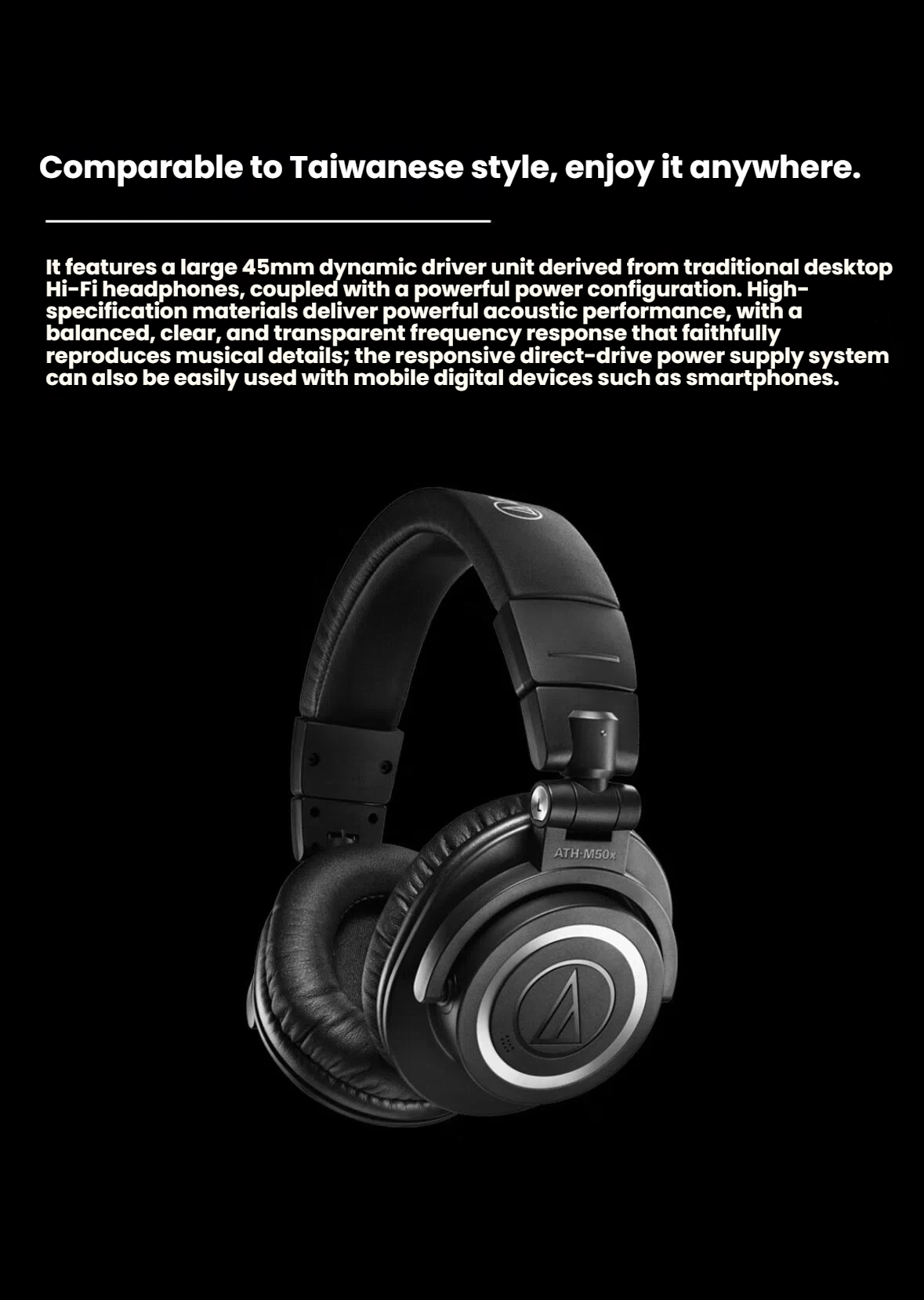 Audio-Technica ATH-M50xBT2 50 hour battery life and USB-C fast charging