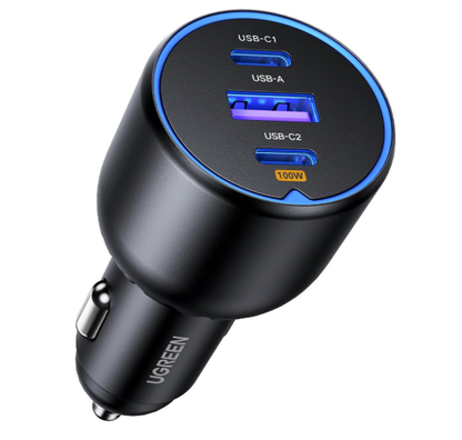UGREEN 130W Car Charger Fast Charging, 3 in 1 Cigarette Lighter Adapter