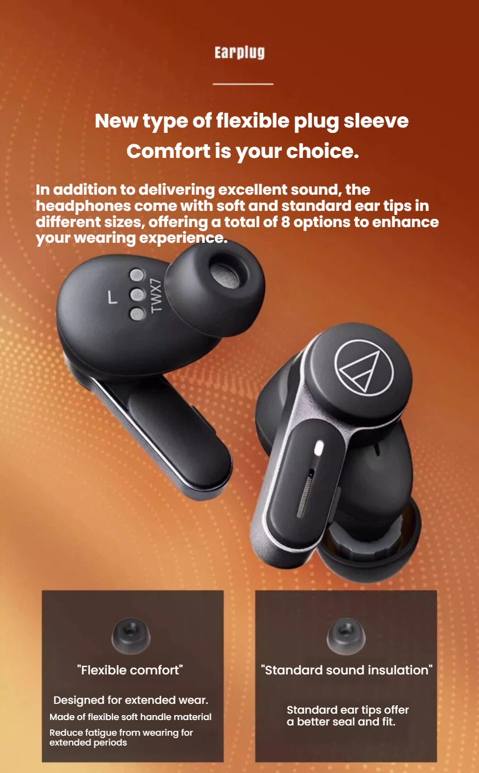 Audio-Technica ATH-TWX7 Qi wireless charging case top-down view