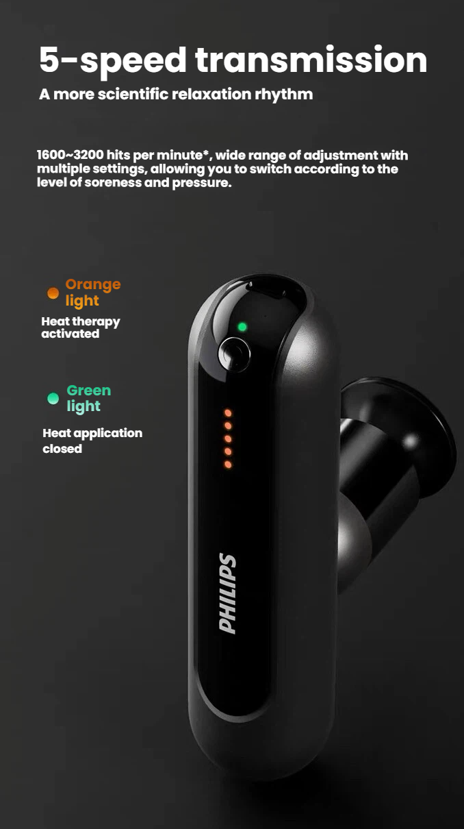 Philips PPM7303DG mini massage gun six interchangeable massage heads array