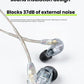 Shure SE215 earphones with secure over-ear cable routing detail view