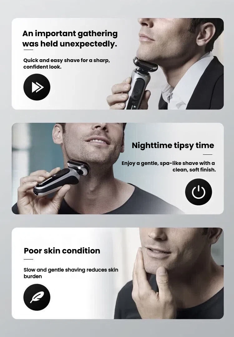 Man shaving with the Braun Series 7 71-B1000s wet and dry electric shaver