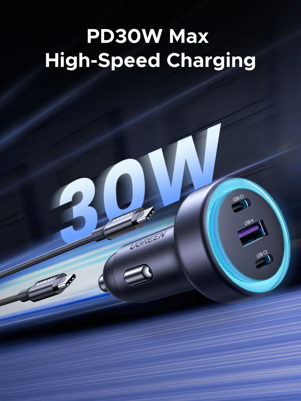 UGREEN 45843 car charger 30W fast charging
