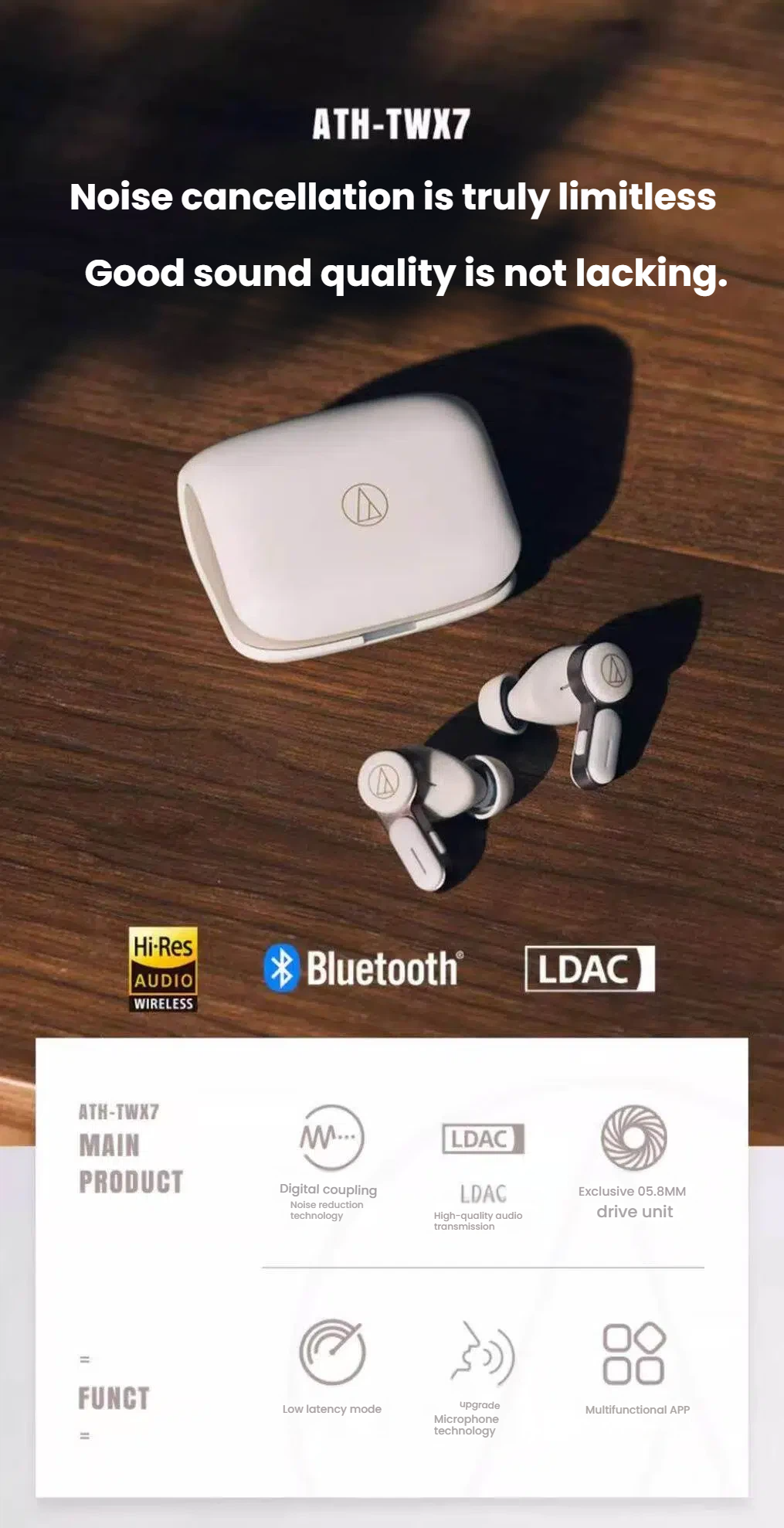 Audio-Technica ATH-TWX7 Hear-Through and Talk-Through awareness modes