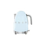Smeg KLF04 50's Style 1.7L variable temperature kettle in pastel blue with chrome base and trim