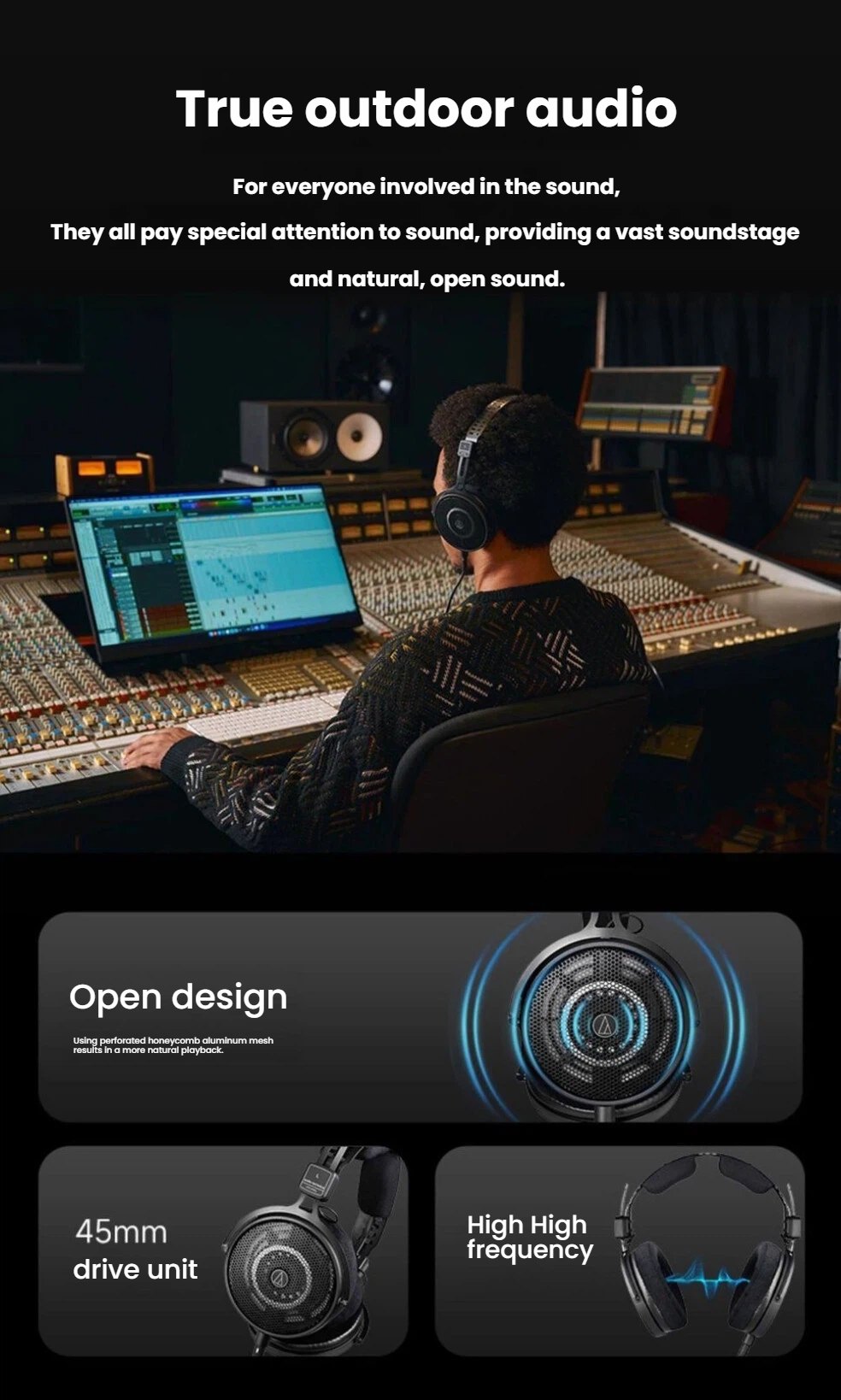 Audio-Technica ATH-R50x breathable ear pads for extended monitoring