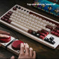 Close-up of the 8BitDo Retro 108 keyboard's connectivity controls, including volume knobs, Wi-Fi symbol button, and mode switch for Bluetooth, 2.4G, and wired connections. Designed for seamless switching between devices, ideal for retro gamers and multi-device users.