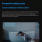  Scene of an elderly man slipping in a bathroom; the FP2 sensor on the wall triggers an immediate push notification to family phones.