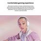  Lifestyle shot of a gamer wearing the white G735, its RGB rings glowing in soft aurora colors, controlled via Logitech G HUB software.