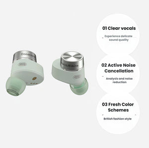 Bowers & Wilkins Pi5 S2 earbuds showcase three key features: clear vocal reproduction, advanced active noise cancellation, and British-inspired fresh color schemes.