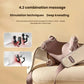 Diagram of the Breo 3D hands-free neck and shoulder massager highlighting its dual rotating nodes that simulate human hand massage with 6 strokes in 2 sets for deep kneading of muscle layers.