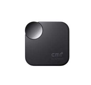 Black CMF Buds 2a charging case with a glossy rotating control knob and subtle "cmf by NOTHING" logo, emphasizing a minimalist, high-end design suitable for daily use.