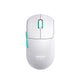 Top-down studio shot of the Cherry Xtrfy M68 WL wireless gaming mouse in white, featuring a sleek matte finish, turquoise-accented scroll wheel and side buttons, and the "CHERRY XTRFY" logo. Designed for precision and comfort, this lightweight mouse delivers high-performance wireless gaming with minimal visual clutter.