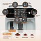 Philips EP1221 espresso machine interface with options for one-touch black coffee, espresso, cup volume, and manual milk frother control