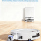 The ECOVACS DEEBOT T80 OMNI robot vacuum shown cleaning a light wood floor, demonstrating its powerful 16 times cleaning pressure for an instant, deep clean with its drum washing system.