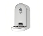 White Dogness 6 L smart camera feeder with HD lens, Wi-Fi connectivity, and stainless-steel bowl for cats and dogs.