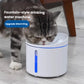 Gray tabby cat drinking from Dogness Smart Fountain Plus on wooden floor; quiet, fountain-style pet water machine designed for easy hydration