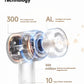 A technical diagram of the Dreame Hair Glory Mix dryer's Quadruple AI Maintenance Technology, highlighting the 300/second NTC temperature control, AI nozzle recognition, 300 million negative ions, and 10 blow-protection modes.