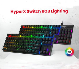 Side-by-side display of two HyperX Alloy Origins 60 mechanical keyboards with full-spectrum RGB lighting effects. The compact 60% form factor highlights portability and style, ideal for gaming setups and desktop space-saving. Features include customizable lighting and HyperX proprietary switches.