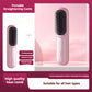 Pink portable hair straightening comb with three temperature settings on handle for curling bangs and adding root volume