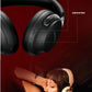  An image showcasing the intuitive on-earcup controls of the black Bose QC Ultra Headphones, pointing out the multifunction button and the capacitive volume bar for easy and convenient audio management.