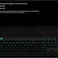 Low-angle shot of the Logitech PRO keyboard with cyan backlighting, underscoring its pro-level mechanical switches (GX Blue equivalent) for speed and durability.