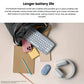  Lifestyle scene showing the graphite Pebble 2 Combo connected to both a desktop monitor and a tablet, illustrating effortless multi-device switching via Logi Bolt or Bluetooth.