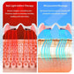 Illustration showing dual technology of NNEOBA eye massager: 650nm red light therapy boosts collagen and reduces wrinkles, while microcurrent massage stimulates facial muscles for ATP production and skin renewal.
