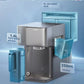 A diagram illustrating the large capacities of the Philips RO Water Station, clearly showing the 6-liter raw water tank, the 1.4-liter pure water pitcher, and the 350mL ice box.