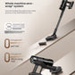 An illustration of the Roborock vacuum's whole-machine zero-wrap system, which prevents both pet hair and long hair from tangling on the brush roll for maintenance-free cleaning.