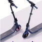 The Segway C2 Pro kids' electric scooter shown in its two stylish color options: Morandi Blue and Pink, and Morandi Blue and Black.
