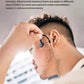 Man adjusting Sennheiser IE 200 earphones with over-the-ear hooks — includes silicone and memory foam ear tips (S/M/L) for enhanced passive noise isolation and secure fit.