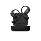 Black Shokz OpenFit wireless open-ear headphones resting in charging case, featuring sleek design, durable build, and premium comfort.