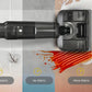 An overhead view displays the Tineco FLOOR ONE S7 Stretch's powerful brush head tackling various messes, including hair, a ketchup spill, and a milk spill, effectively cleaning different types of debris on multiple floor surfaces.