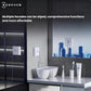 A demonstration of the ECOVACS WINBOT W1S's comprehensive functionality, showing the robot cleaning a bathroom mirror and a large window, proving its versatility on multiple facades.