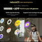 Woman using XREAL Air 2 Ultra with Beam Pro to browse 1,000,000+ AR apps via nebulaOS without extra TV subscriptions.