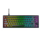 Top-down view of the Xtrfy K5V2 black mechanical keyboard with vibrant RGB lighting across all keys, showcasing a sleek, compact design perfect for gamers and productivity users alike.