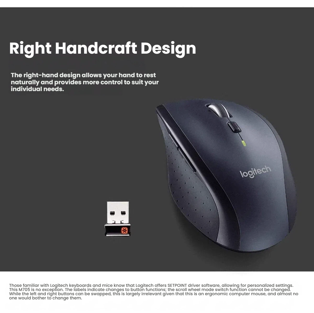 Logitech Marathon M705 Unifying USB receiver plug-in