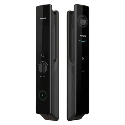 Philips 9000 Series Palm & Face Recognition Smart Lock — front view installed on a door