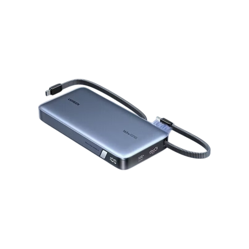 UGREEN 165W Power Bank, 25000mAh with 2 Built-in USB C Cables