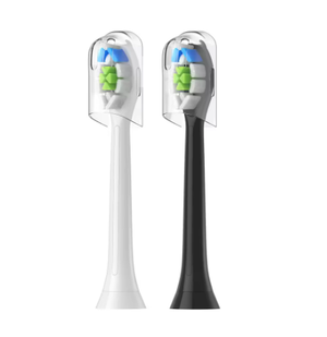 One white and one black Philips Sonicare W2 HX6064 replacement brush head