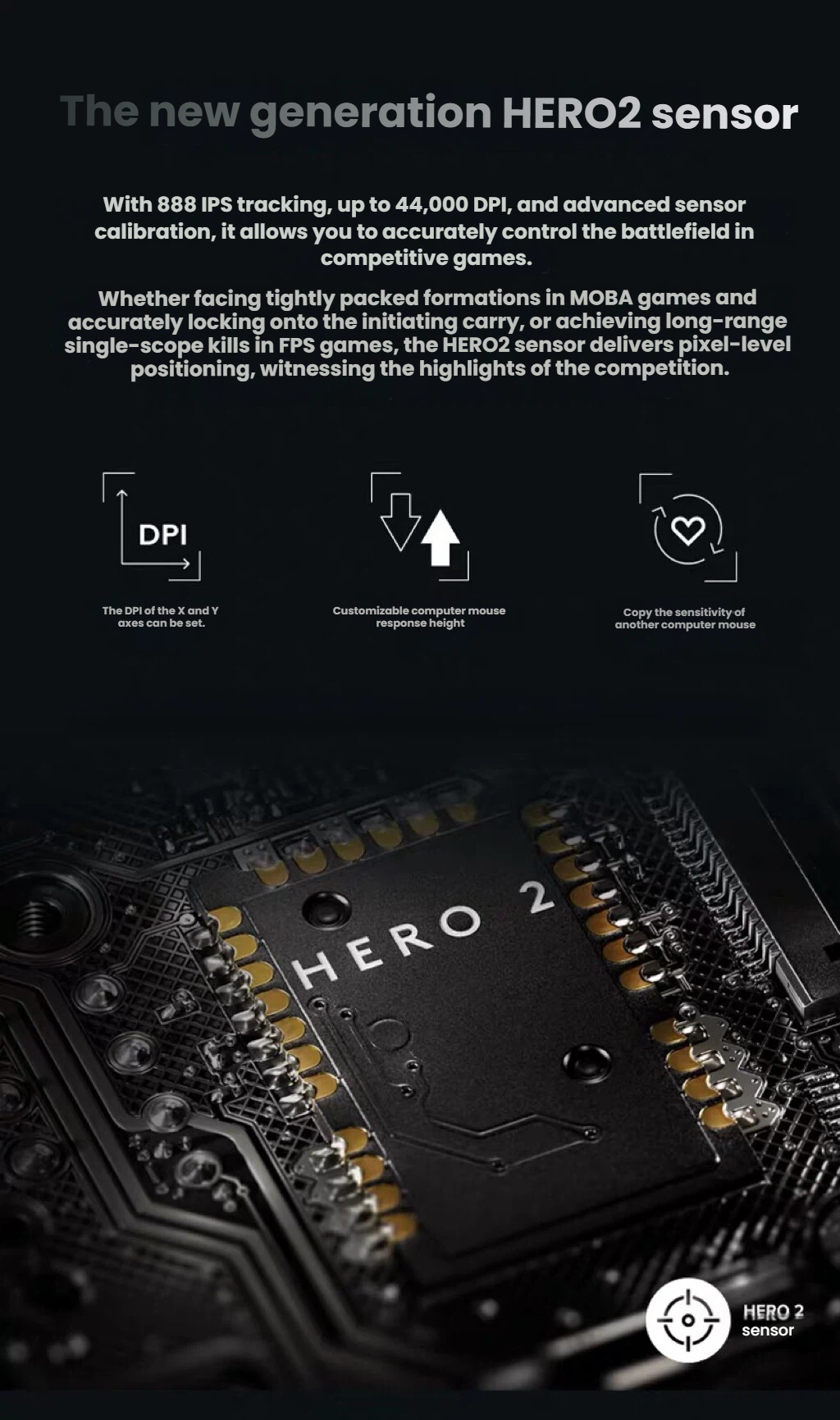 SUPERLIGHT 2 HERO 2 sensor and PTFE feet underside detail