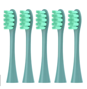 Five green Oclean replacement electric toothbrush heads